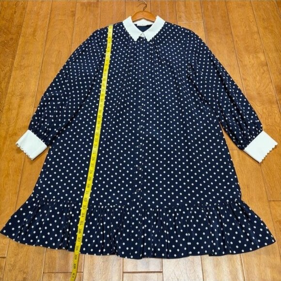 Tory Burch Cora Dress Classic Dot Size 14 Silk Scalloped Kate Middleton Style - Picture 6 of 12